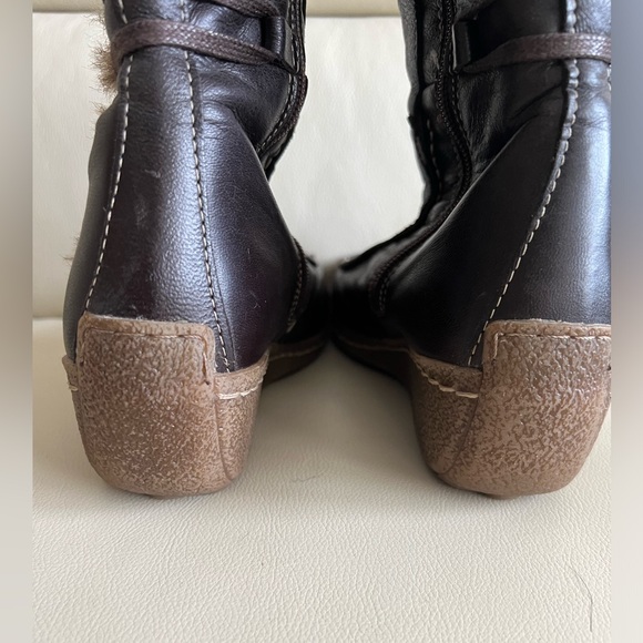 Artica Brown Leather Wedhe Heel Boots Size 37 - Picture 4 of 10